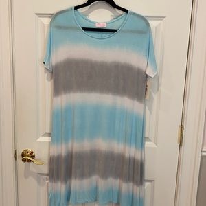 Pink Lily Blue, White, Grey Dress